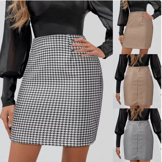Damen Minirock im klassischen Hahnentrittmuster mit figurbetonter Passform Heidi-Mode