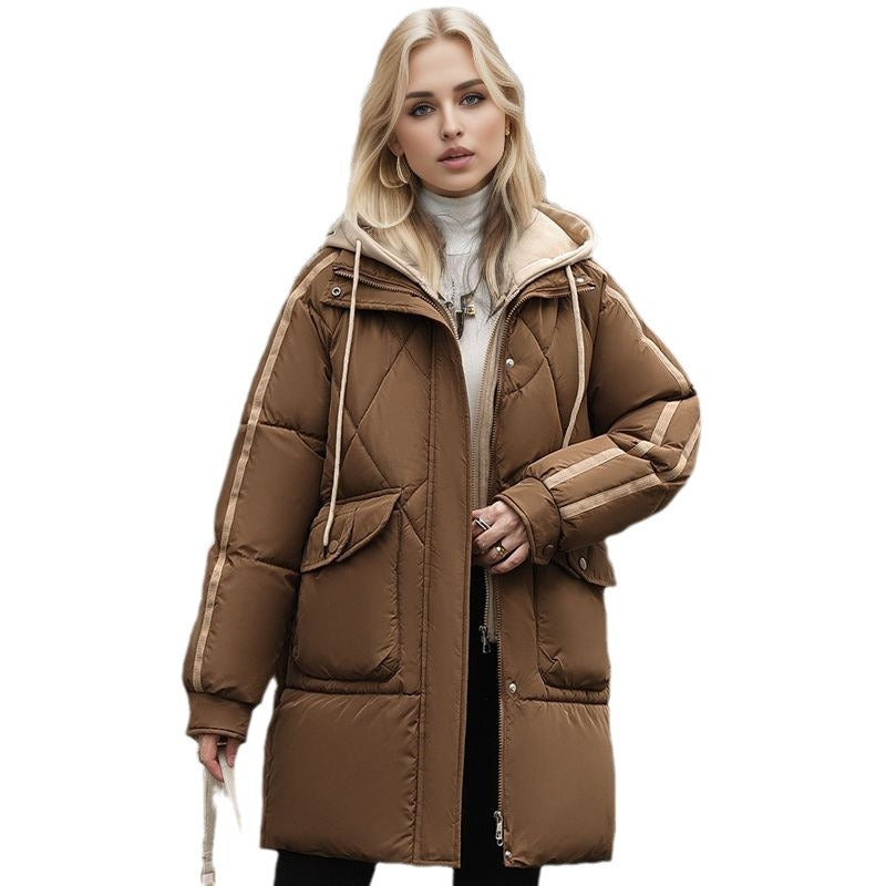 Damen gesteppte Winterjacke mit abnehmbarer Kapuze Heidi-Mode