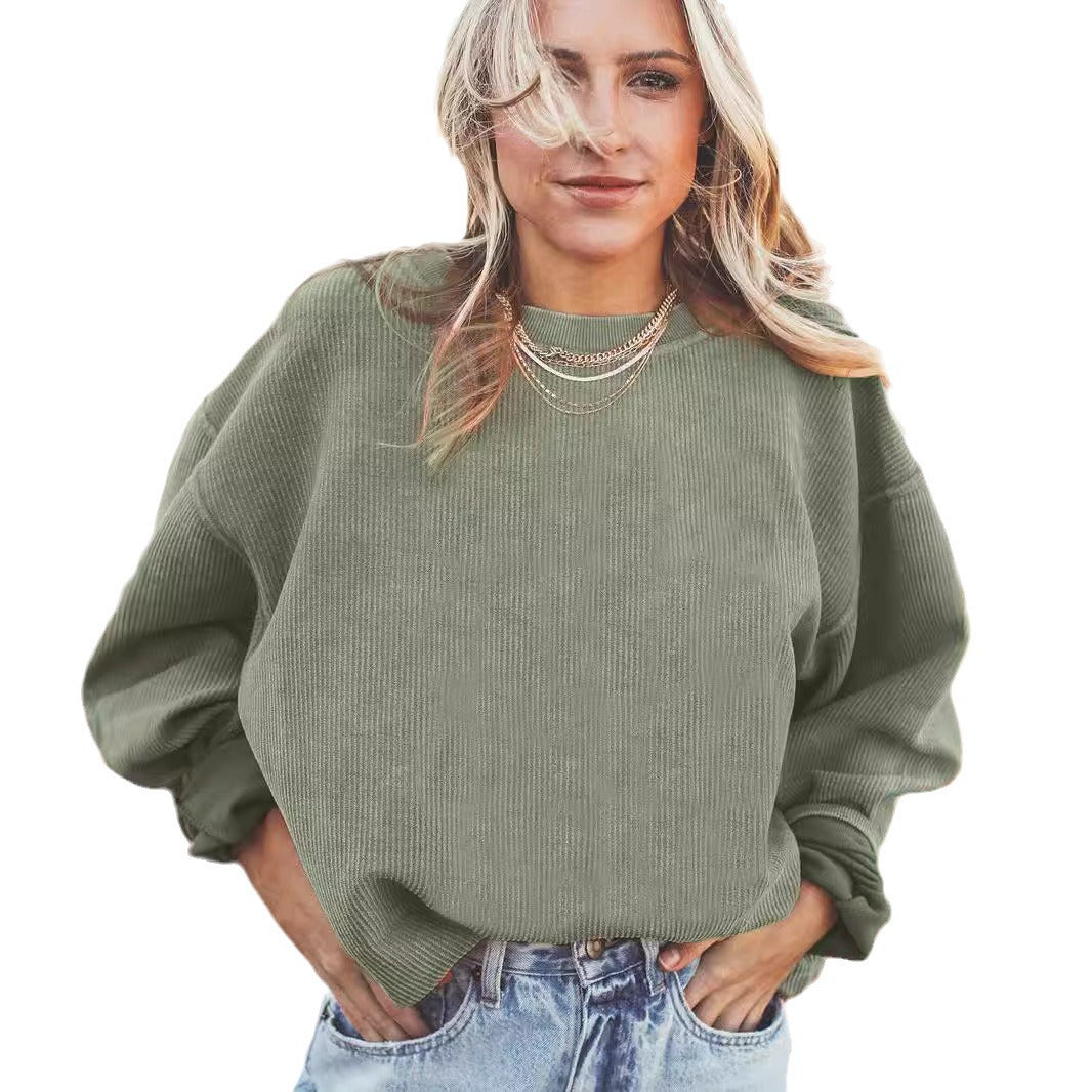 Damen Bequemer Oversized Pullover aus geripptem Material Heidi-Mode