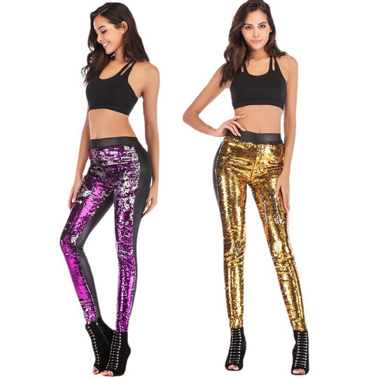 Damen Glamouröse Pailletten-Leggings Heidi-Mode