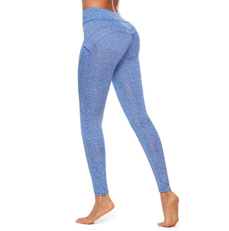 Damen Hochwertige Fitness-Leggings mit hohem Bund und Seitentaschen Heidi-Mode