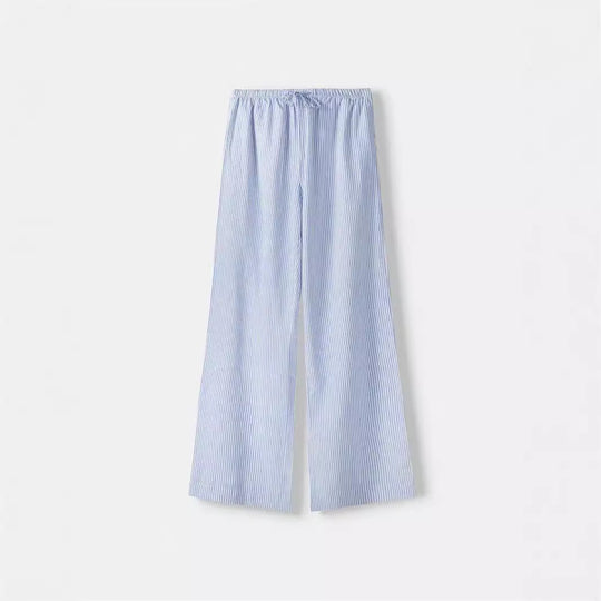 Damen Weite Sommerhose mit komfortablem Gummibund und Streifenmuster Heidi-Mode