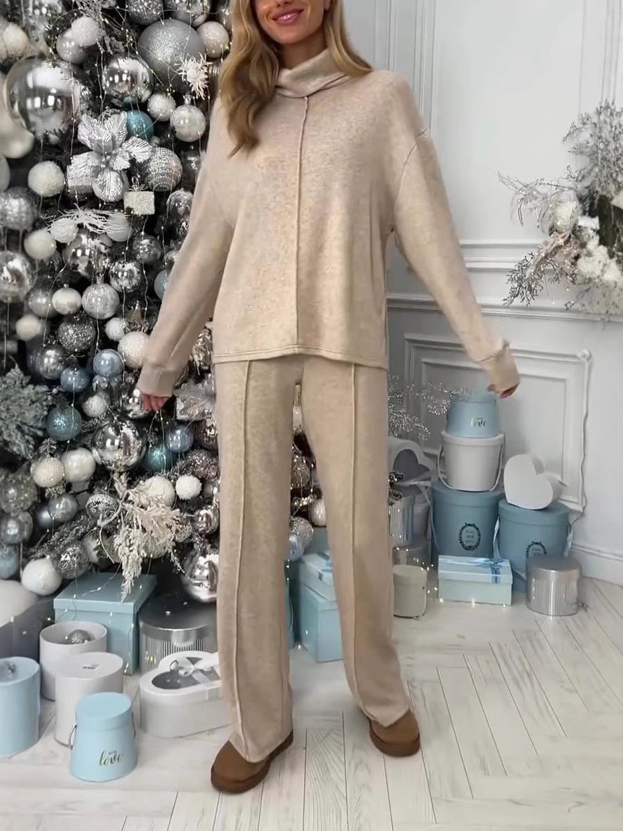 Damen Fleece-Lounge-Set mit modernem Stehkragen und weitem Schnitt Heidi-Mode