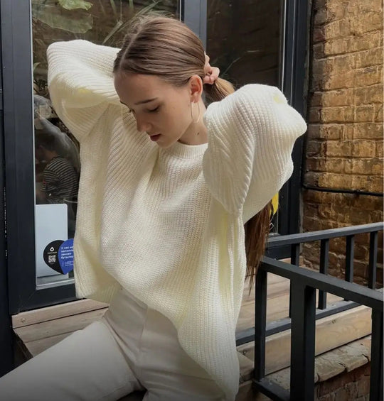 Damen lässiger Strickpullover mit weichem Material und oversized Schnitt Heidi-Mode