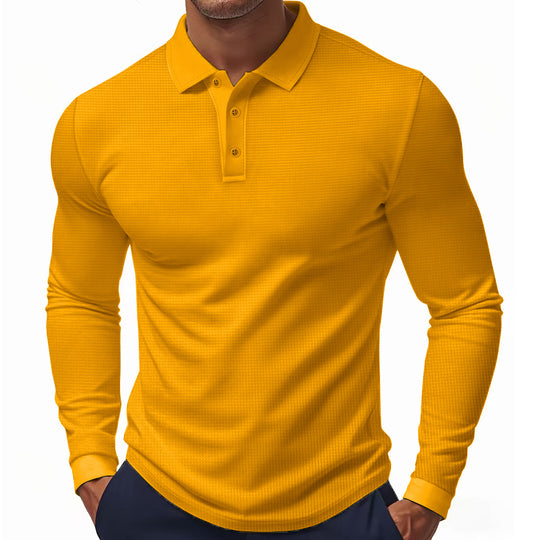 Herren Langarm Poloshirt mit strukturierter Oberfläche und modischen Akzenten Heidi-Mode