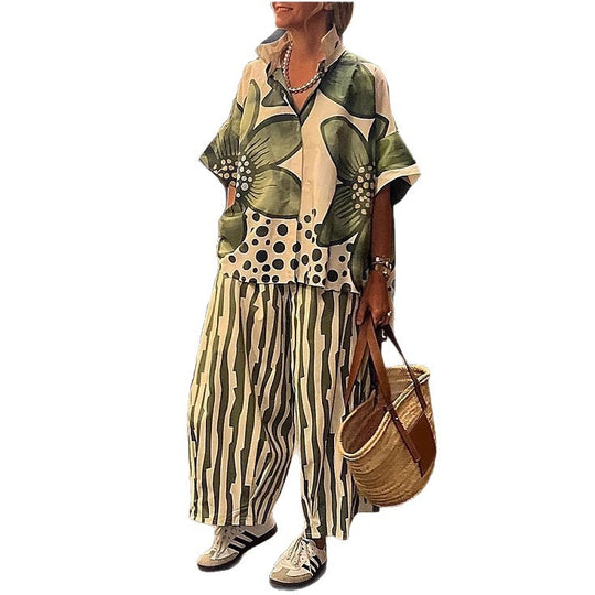 Damen lässige Bluse und Palazzo Hose Set Heidi-Mode