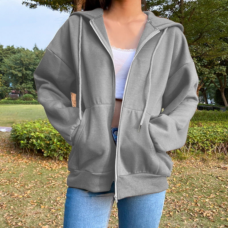 Damen Freizeit Übergroße Zip-Up Hoodie Heidi-Mode