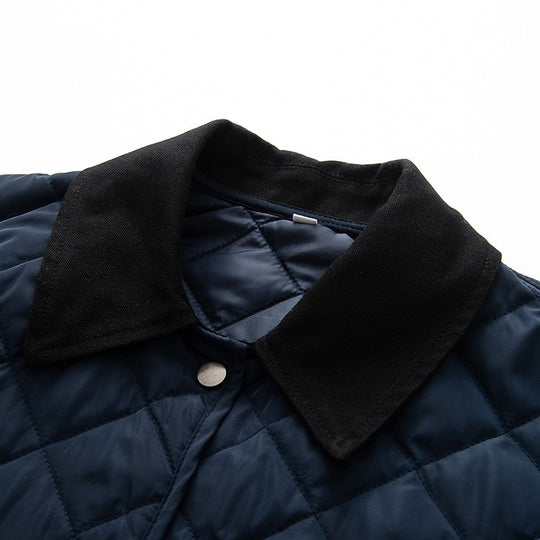 Damen Steppjacke aus weichem Material mit kontrastierendem Kragen und praktischen Taschen Heidi-Mode
