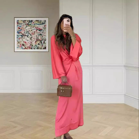 Damen Maxikleid mit elegantem Wickeldesign und weiten Ärmeln Heidi-Mode