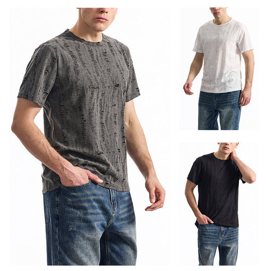 Herren T-Shirt mit einzigartigem Design und strukturierten Stoff Heidi-Mode