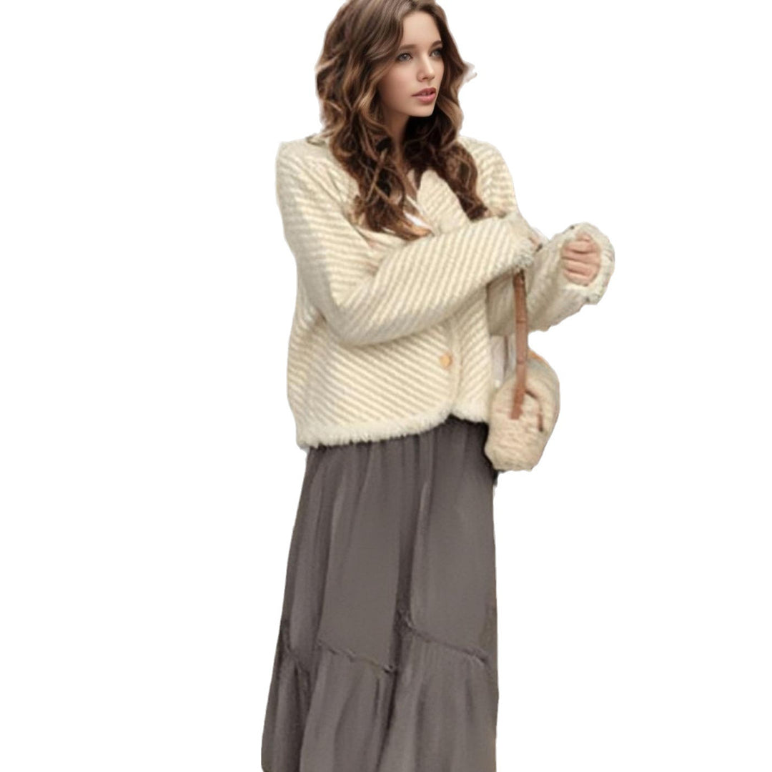 Damen Cocoon-Strickjacke mit Knopfdetails und feinem Strukturmuster Heidi-Mode