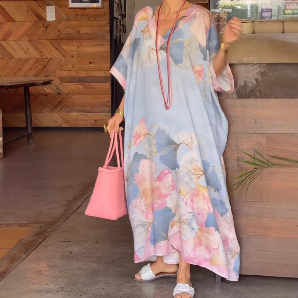 Damen Kaftan mit floralem Design und V-Ausschnitt Heidi-Mode