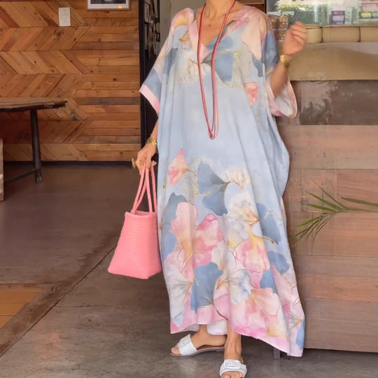 Damen Kaftan mit floralem Design und V-Ausschnitt Heidi-Mode