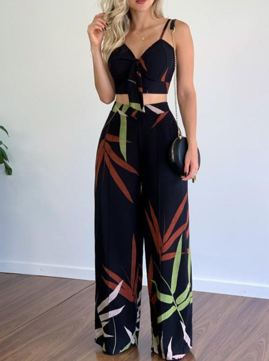 Eleganten Crop-Top und Hose Set stilvolle Eleganz