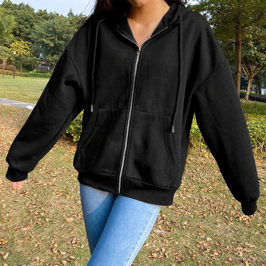 Damen Freizeit Übergroße Zip-Up Hoodie Heidi-Mode