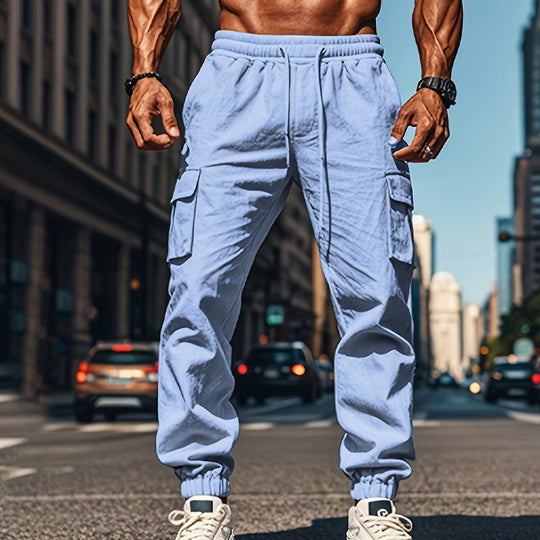 Herren lässige Cargo-Hose mit praktischen Seitentaschen und elastischem Bund Heidi-Mode