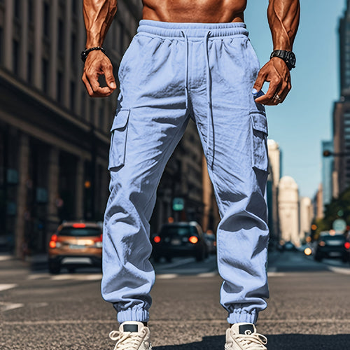 Herren lässige Cargo-Hose mit praktischen Seitentaschen und elastischem Bund Heidi-Mode