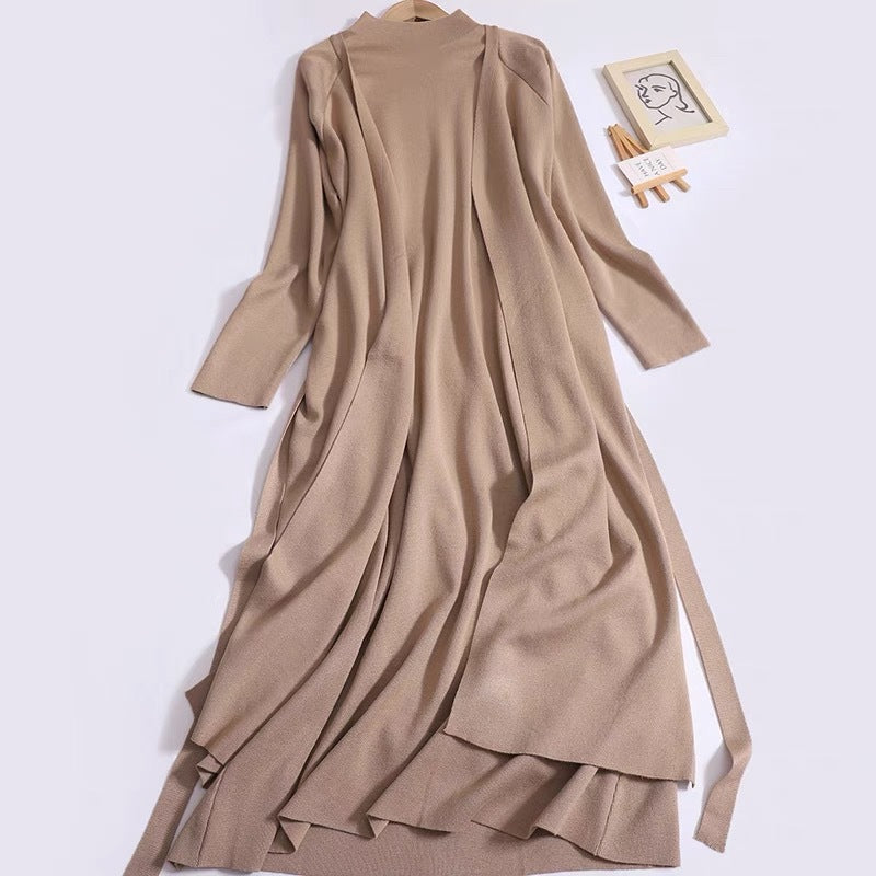 Damen eleganter Longmantel mit asymmetrischem Schnitt und hohem Kragen Heidi-Mode