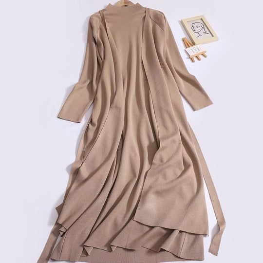 Damen eleganter Longmantel mit asymmetrischem Schnitt und hohem Kragen Heidi-Mode