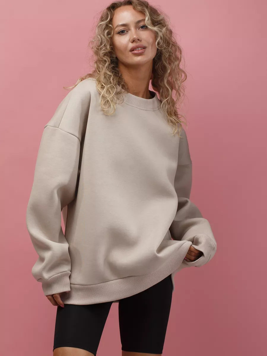 Damen lässiges Over-Sized Sweatshirt mit Oversized-Schnitt und weichen Baumwollmaterialien Heidi-Mode