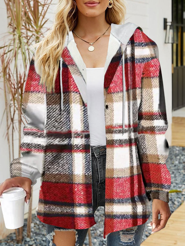 Damen lässige Overshirt-Jacke mit Kapuze und praktischem Kordelzug Heidi-Mode