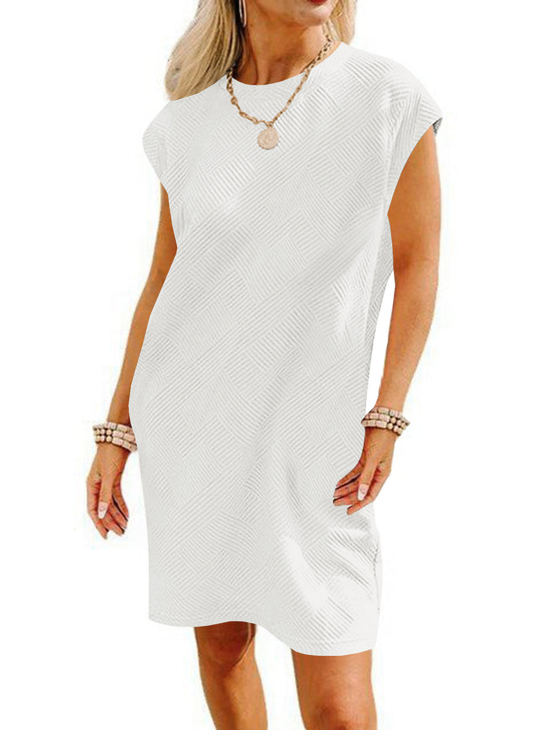 Damen Lockeres Sommerkleid mit strukturiertem Design und schickem Schnitt Heidi-Mode