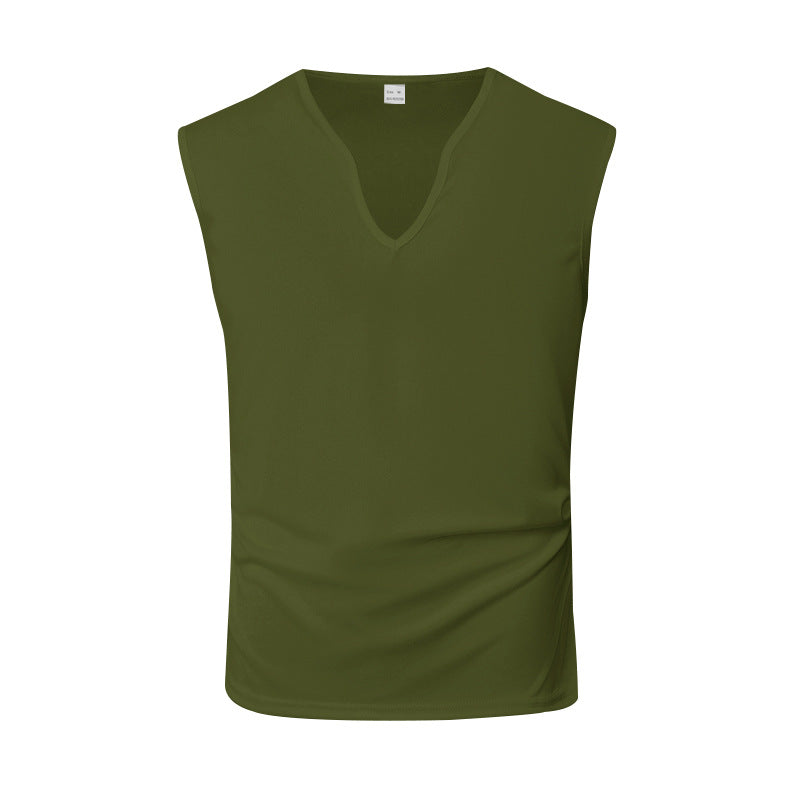 Herren ärmelloses V-Ausschnitt-Tanktop aus atmungsaktivem Stretchmaterial Heidi-Mode