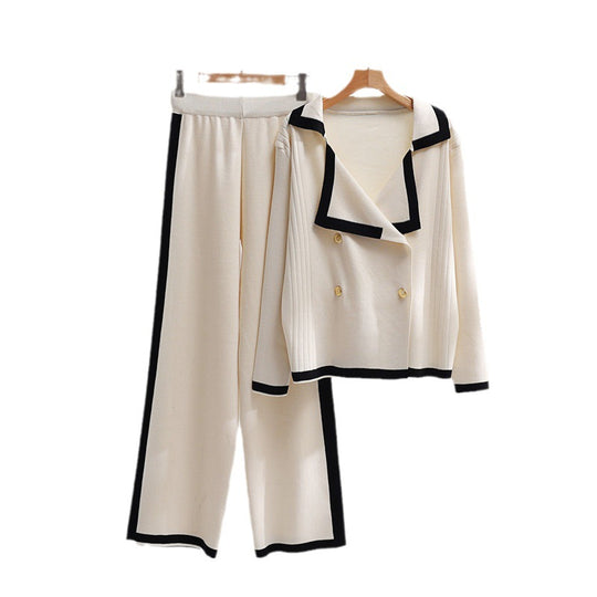 Damen elegantes Loungewear-Set mit Kontrastdetails Heidi-Mode