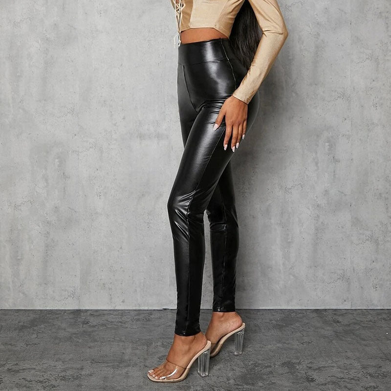 Damen Hochwertige Leggings im edlen look mit hohem Bund Heidi-Mode