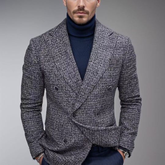 Herren modischer doppelreihiger Blazer mit feinem Strukturdesign Heidi-Mode