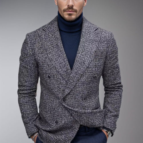 Herren modischer doppelreihiger Blazer mit feinem Strukturdesign Heidi-Mode