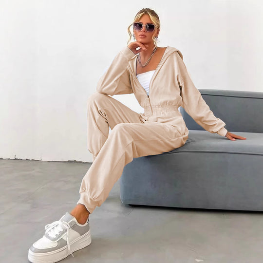Damen Gemütlicher Fleece-Jumpsuit mit modernem Schnitt und praktischen Taschen Heidi-Mode
