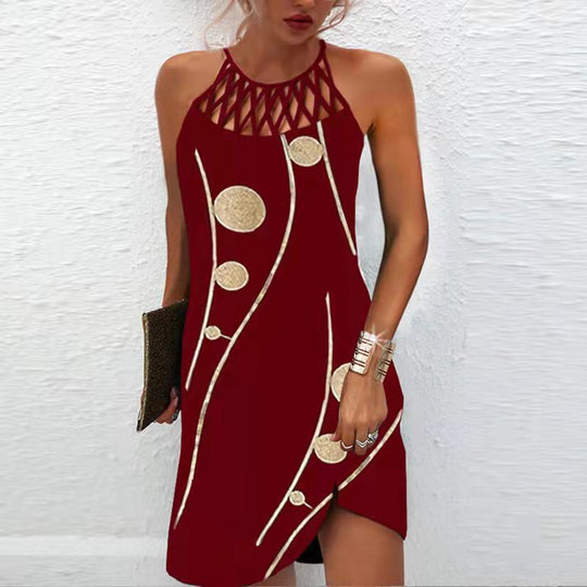 Heidi Mode | Positionierung Bedrucktes Mesh Strap Ärmelloses Kleid