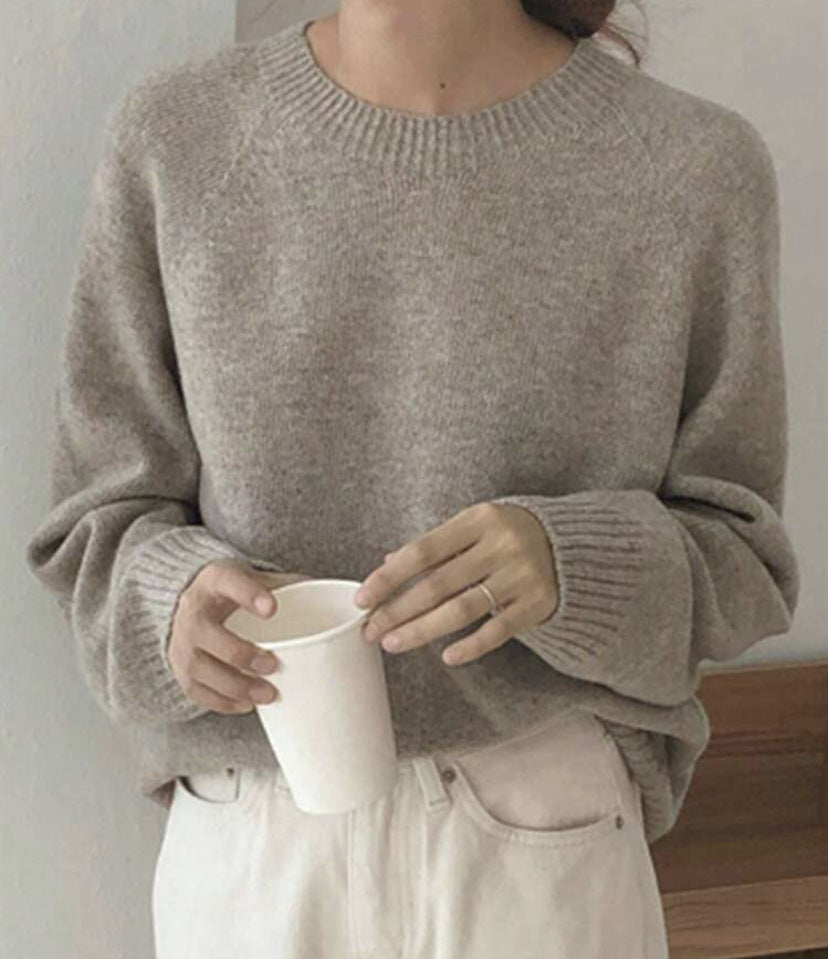 Damen Gemütlicher Rundhals-Pullover aus hochwertigem Stoff Heidi-Mode