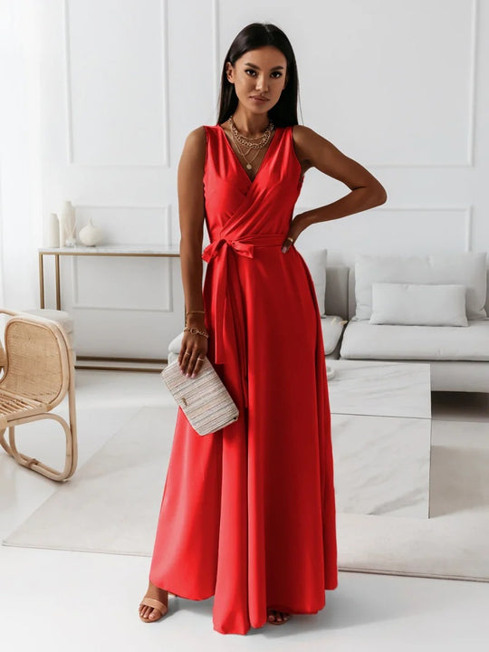 Damen Elegantes Wickelkleid mit verlängertem Saum Heidi-Mode