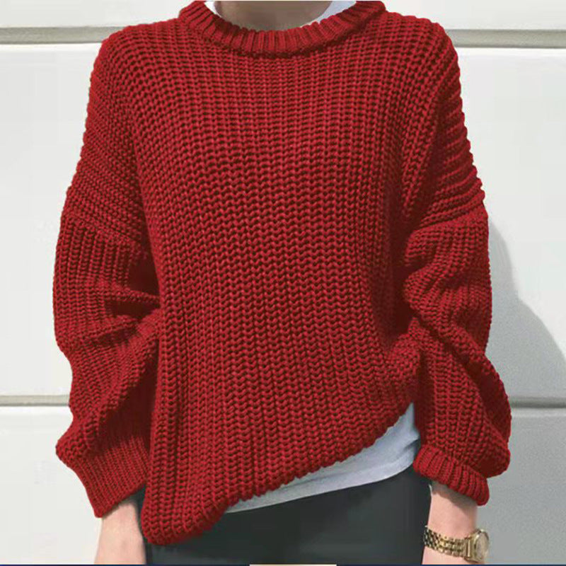 Damen oversized Strickpullover mit strukturierter Verarbeitung Heidi-Mode
