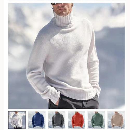 Herren Rollkragenpullover aus hochwertiger Wolle mit strukturierten Details Heidi-Mode
