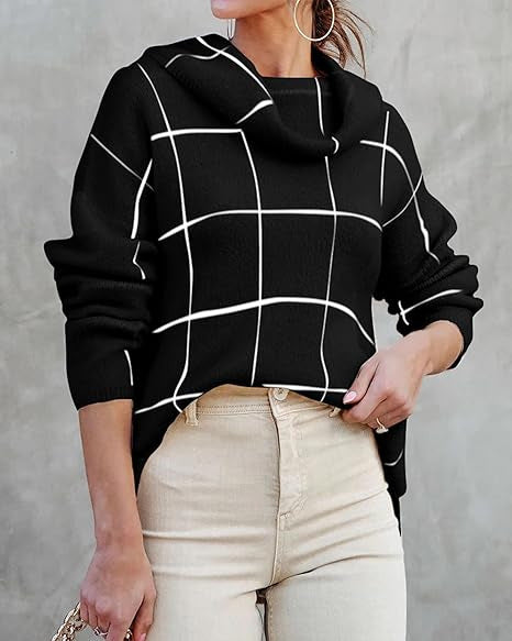 Damen Kariertes Hoodie mit Taschen und lässigem Schnitt Heidi-Mode