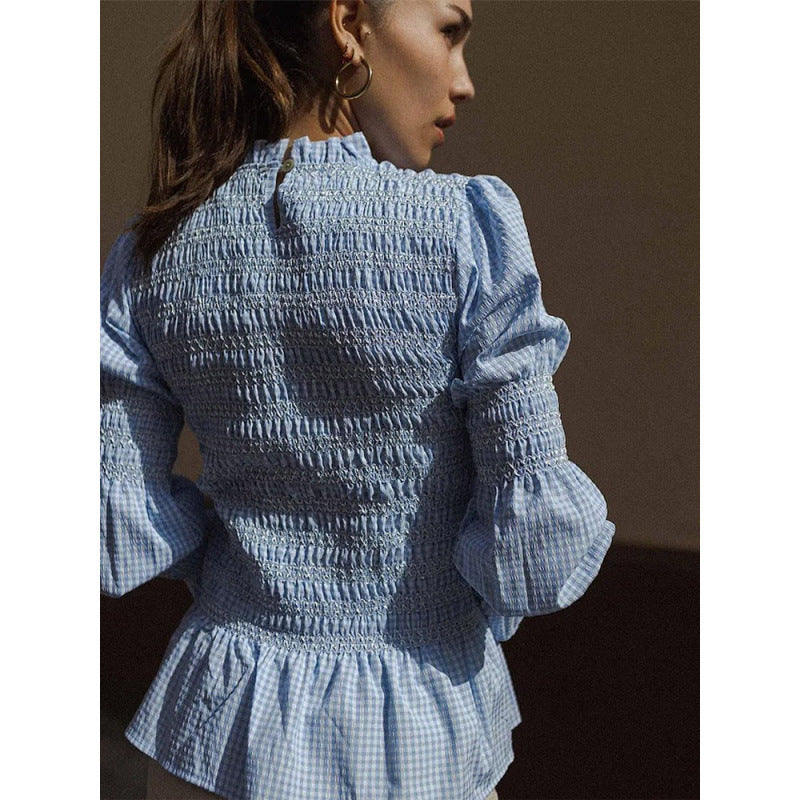 Damen elegante Bluse mit Rüschendetails und Smock-Effekt Heidi-Mode