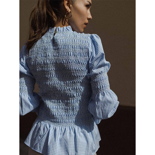 Damen elegante Bluse mit Rüschendetails und Smock-Effekt Heidi-Mode