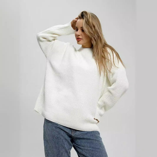 Damen lässiger Oversized Pullover mit strukturiertem Strickmuster Heidi-Mode