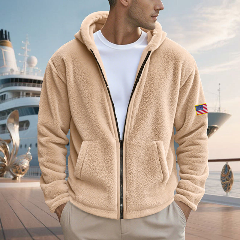 Herren Fleecejacke mit hohem Kragen und praktischen Seitentaschen Heidi-Mode