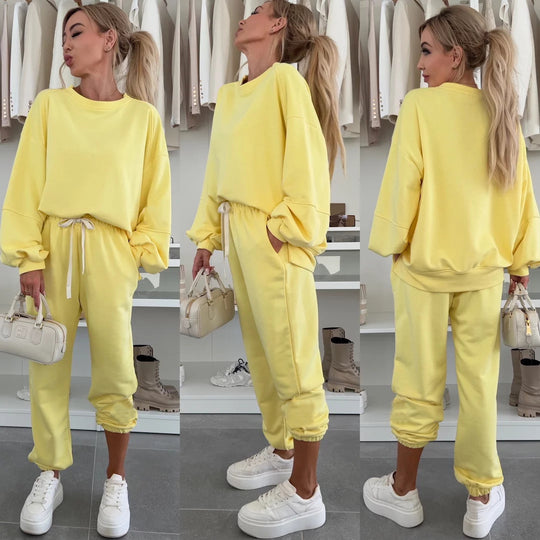 Damen modisches und bequemes Loungewear-Set mit Taillenkordel Heidi-Mode