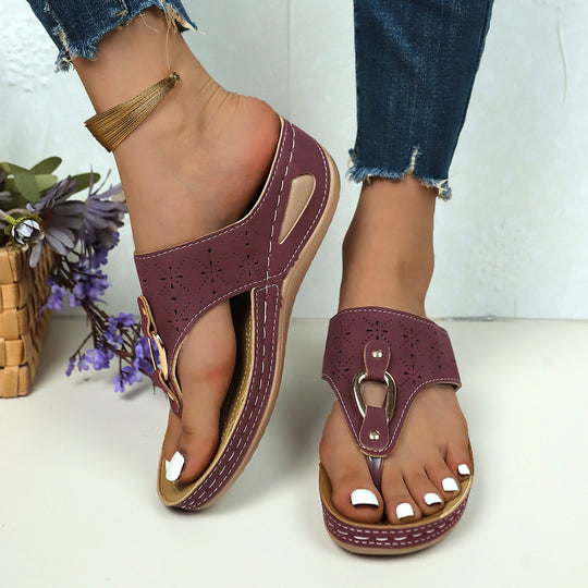 Damen Pantoletten mit dekorativem Lochdesign und komfortablem Fußbett Heidi-Mode