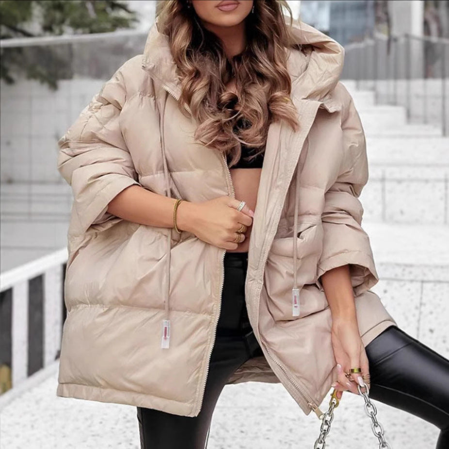 Damen Oversized Steppjacke mit praktischen Taschen und hohem Kragen Heidi-Mode