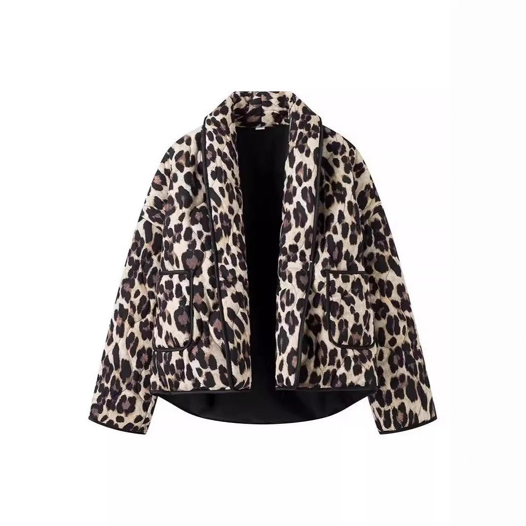 Damen Steppjacke im eleganten Leopardenmuster Heidi-Mode