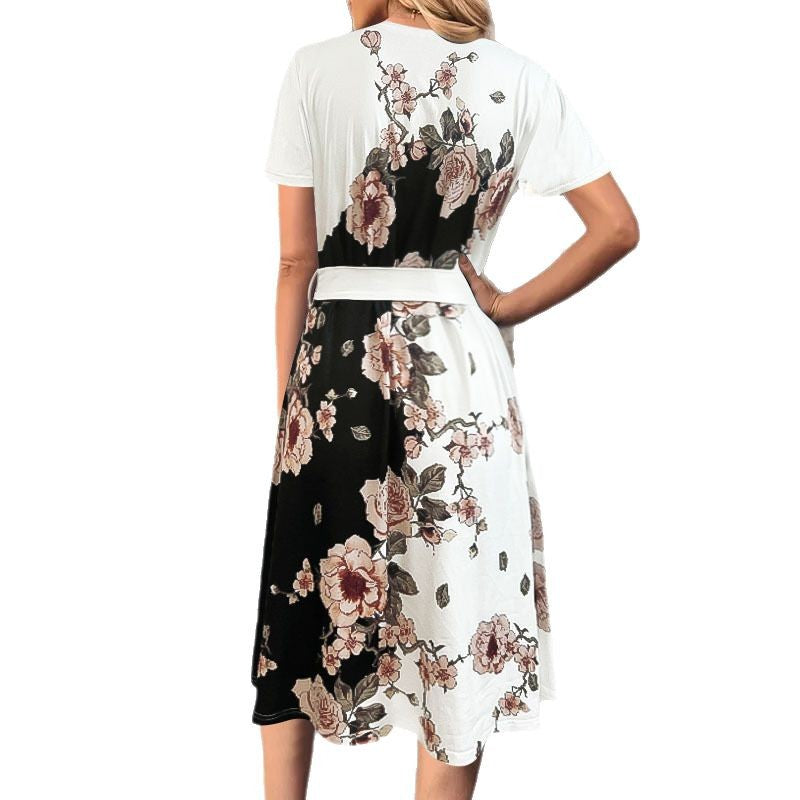 Damen Etuikleid mit floralen Motiven und taillierbarem Gürtel Heidi-Mode
