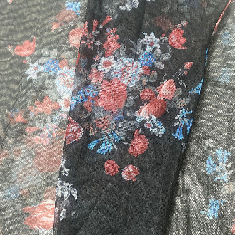 Herren Langarmshirt mit floralem Muster und transparentem Stoff Heidi-Mode