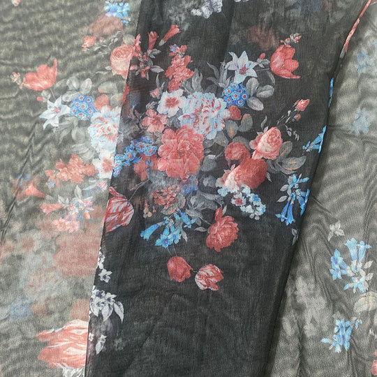 Herren Langarmshirt mit floralem Muster und transparentem Stoff Heidi-Mode