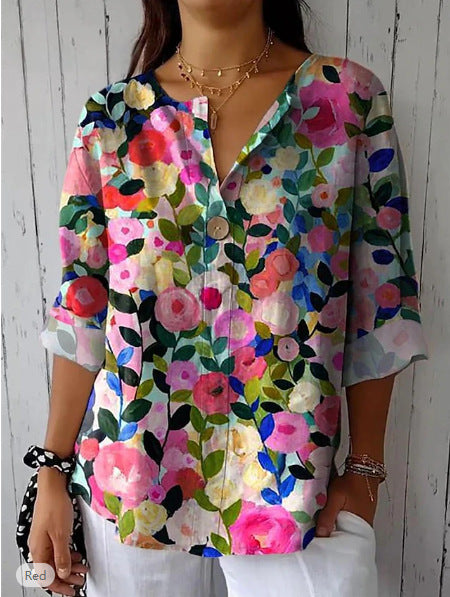 Damen Bluse aus leichten, atmungsaktiven Stoffen mit floralem Muster Heidi-Mode